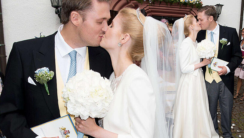 Perfekt gestylt ins Ehe-Glück: Maximilian Prinz zu Sayn-Wittgenstein-Berleburg und seine Frau Franziska. Perfekt gestylt ins Ehe-Glück: Maximilian Prinz zu Sayn-Wittgenstein-Berleburg und seine Frau Franziska.