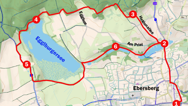 Der Egglburger See wird umrundet, dann passiert man den Seeweberweiher, den Langweiherund gelangt schließlich wieder zum Klostersee. Der Egglburger See wird umrundet, dann passiert man den Seeweberweiher, den Langweiherund gelangt schließlich wieder zum Klostersee.