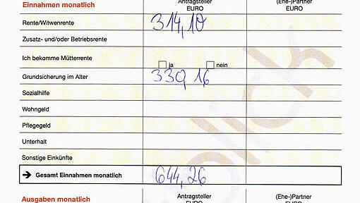 314,10 Euro Rente, dazu Grundsicherung. Zum Leben bleiben 384 Euro. 314,10 Euro Rente, dazu Grundsicherung. Zum Leben bleiben 384 Euro.