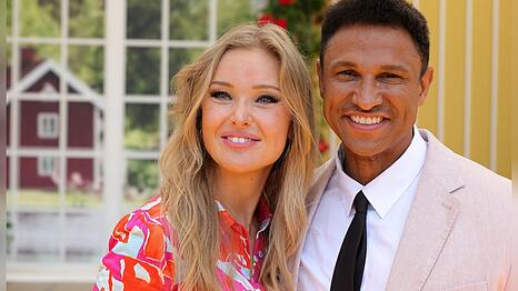 Patrice Aminati, hier mit Gatte Daniel, beweist Humor.