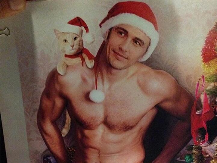 Eine weihnachtliche Fotomontage von James Franco als sexy Weihnachtsmann