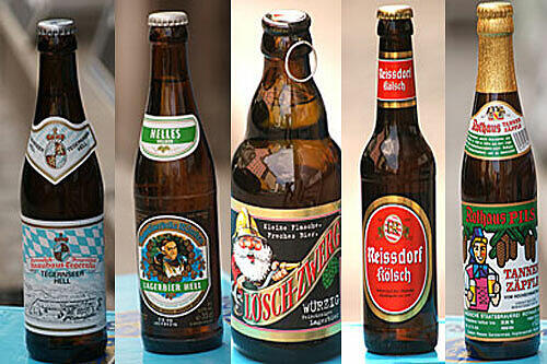 Parade der Mini-Biere: Tegernseer Hell ist mittlerweile der Platzhirsch in München, dicht gefolgt von Augustiner, dem Lösch-Zwerg von Schimpfle, Tannenzäpfle aus dem Schwarzwald, Kölsch (!)