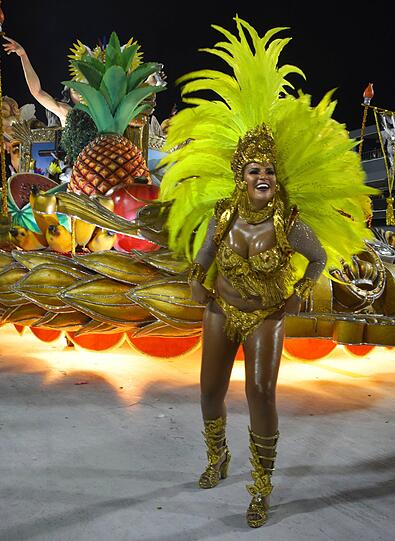 Athletische Tänzer, heiße Rhythmen und kunstvolle Kostüme - die Bilder vom Karneval aus dem Sambadrom in Rio de Janeiro.