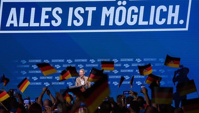 AfD-Chefin Alice Weidel sprach beim Wahlkampfauftakt in Magdeburg. AfD-Chefin Alice Weidel sprach beim Wahlkampfauftakt in Magdeburg.