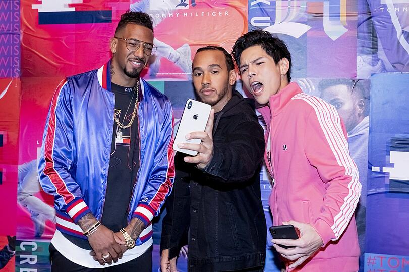 Jérôme Boateng, Lewis Hamilton und Jacky Heung