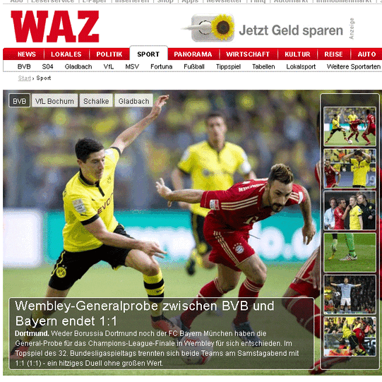 Auch die "WAZ" sah gestern die Wembley-Generalprobe. Bleibt ansonsten erstaunlich nüchtern.