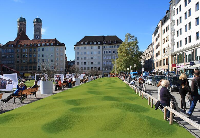 Auf den Erdhügeln soll später Gras wachsen und ein grünes Kleinod entstehen.