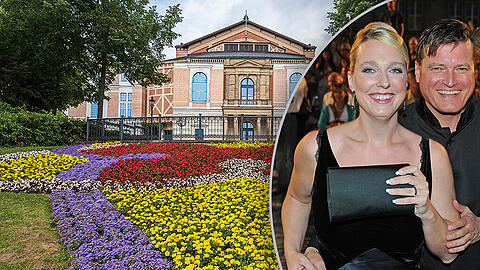 Das noch immer eingerüstete Richard-Wagner-Festspielhaus in Bayreuth. Am 25. Juli beginnen die Festspiele - Katharina Wagner und Christian Thielemann