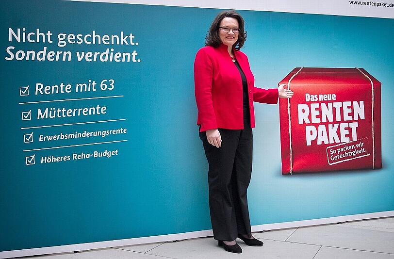 Arbeitsmimnisterin Andrea Nahles präsentiert das Renten-Paket: Die neuen Regeln sollen zum 1. Juli 2014 in Kraft treten - sie sind aber selbst in der Koalition umstritten.