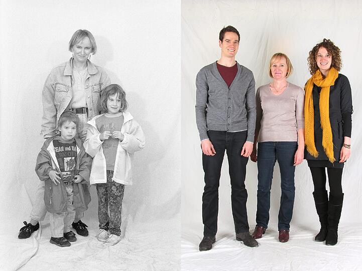 Die Sendlinger Familie Frühauf auf der Stadtteilwoche 1994 &ndash; und heute: Wie man sieht, sind die Knirpse von damals inzwischen erkennbar groß geworden.