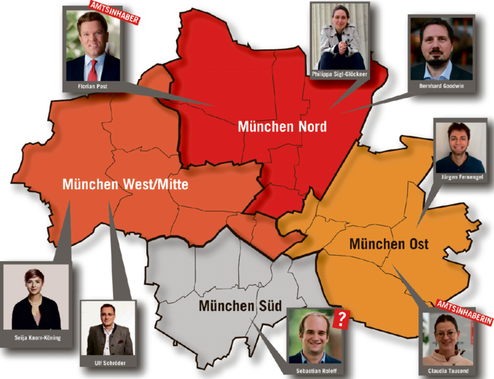 Die Grafik zeigt, wer sich in welchem Wahlkreis um die Kandidatenplätze für die Bundestagswahl 2021 balgt.