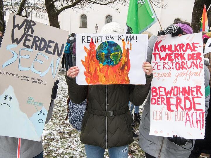 "Wir werden Seen" - Selbstgemalte Plakate beim Protest in München.