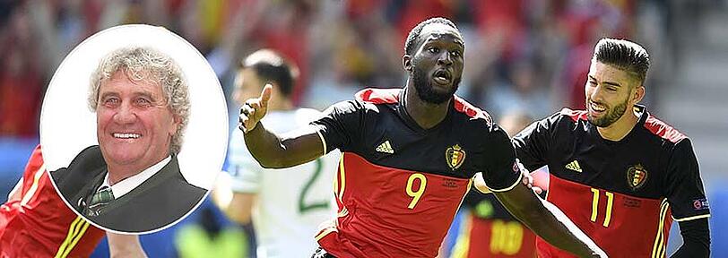 &bdquo;Wir müssen mit dieser Mannschaft auf jeden Fall unter die ersten Vier kommen&ldquo;, sagt Torwart-Ikone Jean-Marie Pfaff (kl. Bild) über das belgische Team um Kevin De Bruyne, Romelu Lukaku und Yannick Carrasco (v.l.).