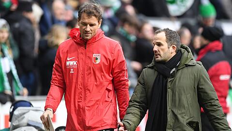 Chefcoach Manuel Baum (r.) und Jens Lehmann sind nicht mehr Trainer des FC Augsburg.