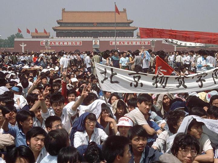 Wenige Wochen vor dem Massaker: Studenten protestieren auf dem Platz des Himmlischen Friedens in Peking.