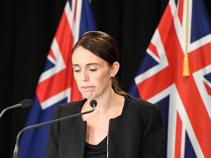 Jacinda Ardern, Premierministerin von Neuseeland, auf einer Pressekonferenz nach dem Massaker von Christchurch.