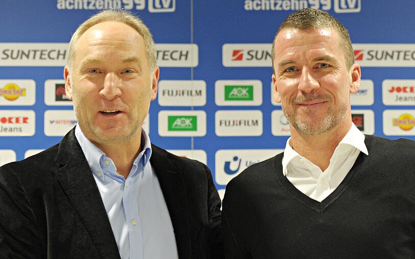 Marco Kurz (r) und der Manager Andreas Müller müssen bei 1899 gehen.
