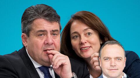 SPD-Generalsekretärin Katarina Barley zusammen mit Parteichef Sigmar Gabriel.