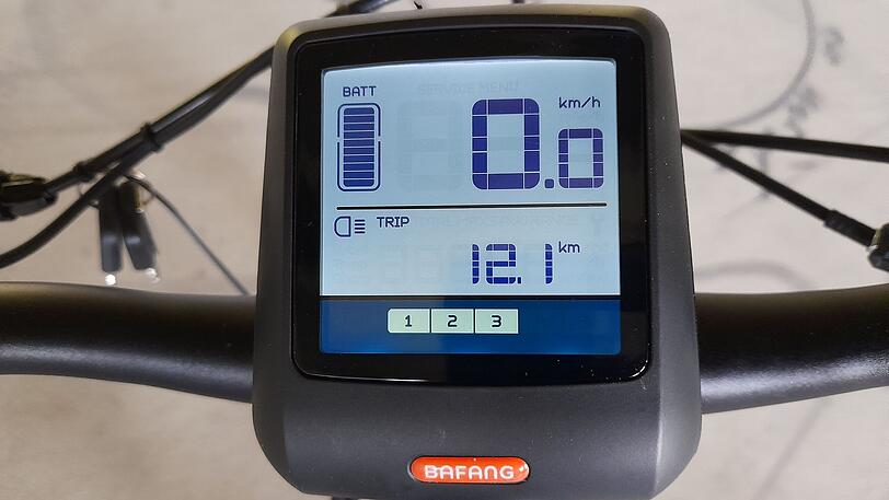Das Bafang-Display zeigt klar und deutlich die wichtigsten Daten an.