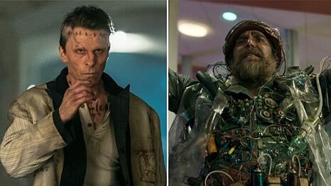 Oscarpreistr&auml;ger unter sich: Christian Bale (l.) als Neuinterpretation von Frankensteins Monster und Sam Rockwell als zotteliger Zeitreisender.