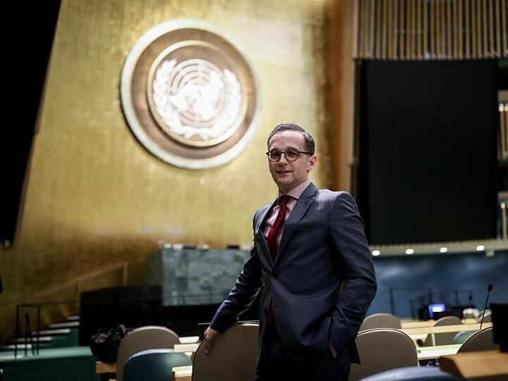 Heiko Maas im Hauptquartier der Vereinten Nationen im Saal der UN-Generalversammlung.