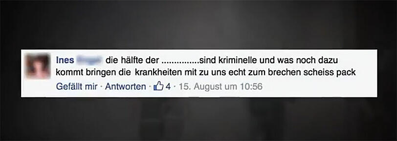 Ein Video zeigt Hasskommentare von Usern auf Facebook und drastische Bilder in Kriegsgebieten.