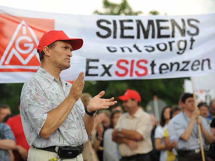 Beschäftigte der Siemens-IT-Sparte SIS bei einer Demonstration