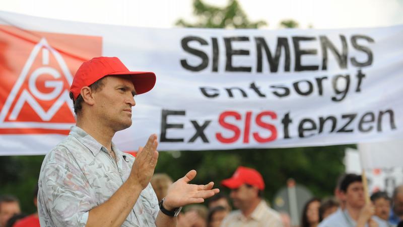 Beschäftigte der Siemens-IT-Sparte SIS bei einer Demonstration Beschäftigte der Siemens-IT-Sparte SIS bei einer Demonstration