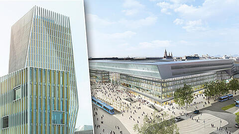Starnberger Flügelbahnhof (l) und Empfangshalle - Die Bahn hat nun die Pläne für das Projekt Hauptbahnhof vorgestellt.
