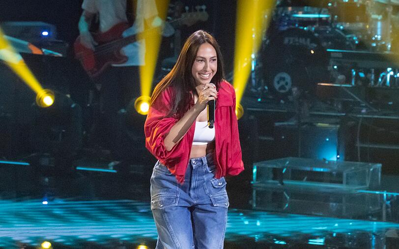 Moderatorin Melissa Khalaj überraschte die Coaches bei "The Voice of Germany" mit einer Blind Audition der besonderen Art. Moderatorin Melissa Khalaj überraschte die Coaches bei "The Voice of Germany" mit einer Blind Audition der besonderen Art.