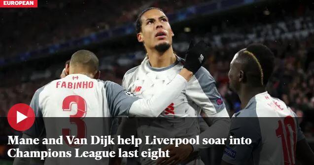 Von der britischen Presse ebenfalls oft im Bild gezeigt: Torschütze und Abwehrchef Virgil van Dijk. Wie hier beim "Independent".