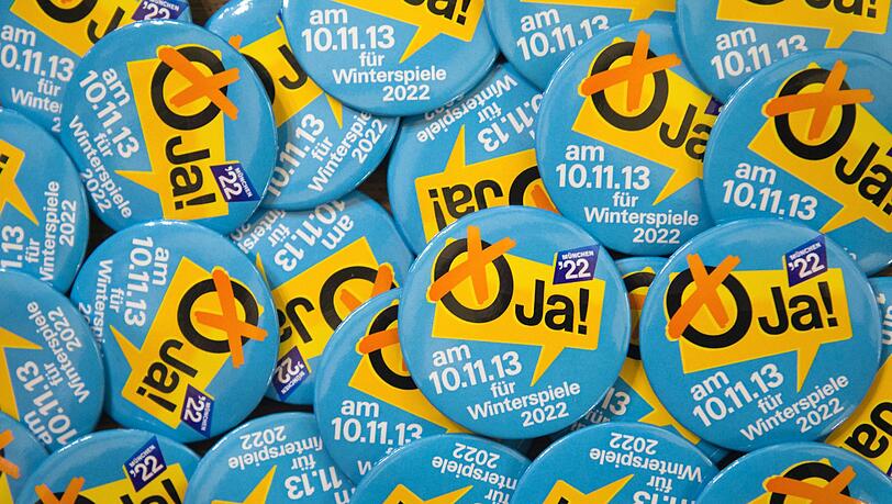 Buttons der Olympia-Befürworter werben bei den Bürgern für eine Stimme beim Volksentscheid am 10. November. Buttons der Olympia-Befürworter werben bei den Bürgern für eine Stimme beim Volksentscheid am 10. November.