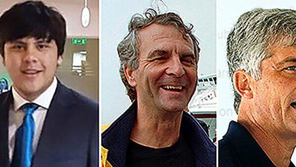 Im Atlantik verschollen: Shahzada Dawood (l-r), Suleman Dawood, Paul-Henry Nargeolet, Stockton Rush und Hamish Harding.