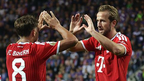 Doppelter Jubel: Harry Kane und Tom Bischof trafen f&uuml;r die Bayern.