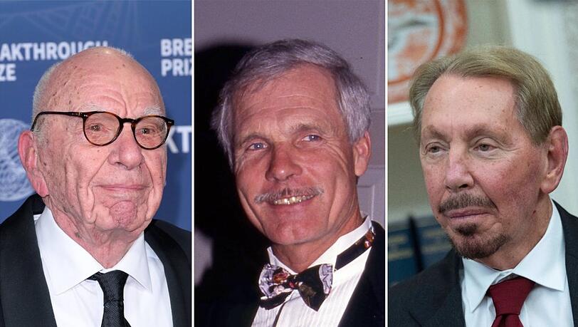 Rupert Murdoch, Ted Turner und Larry Ellison (v.l.n.r.)