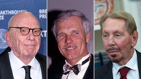 Rupert Murdoch, Ted Turner und Larry Ellison (v.l.n.r.)