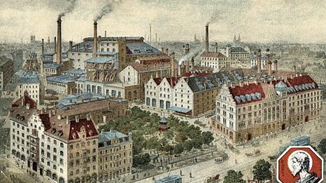 Fusion 1928 mit dem Thomasbr&auml;u am Kapuzinerplatz. Das alte Thomasbr&auml;u-Gasthaus steht heute noch.