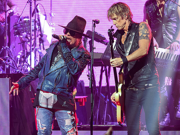 Guns N' Roses-Sänger Axl Rose und Bassist Duff McKagan im April 2014
