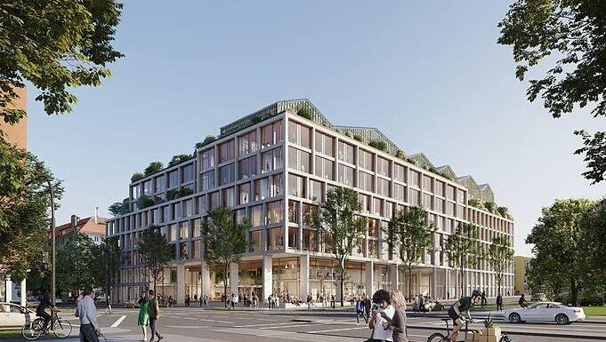 Und so soll das fertige Projekt am Nordbad einmal aussehen. Mit Läden, Büros und Garten auf dem Dach. Und so soll das fertige Projekt am Nordbad einmal aussehen. Mit Läden, Büros und Garten auf dem Dach.