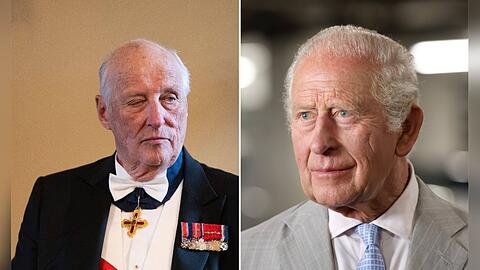 Nach dem Tod von K&ouml;nig Harald V. (l.) trauert auch K&ouml;nig Charles.