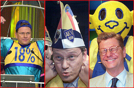 Guido Westerwelle tritt als FDP-Vorsitzender und Vizekanzler zurück. Die AZ blickt auf die lustigsten Momente seiner Politikerlaufbahn. Guido-Mobil und Spaßwahlkampf: Hier sind besten Bilder! Viel Spaß beim klicken.