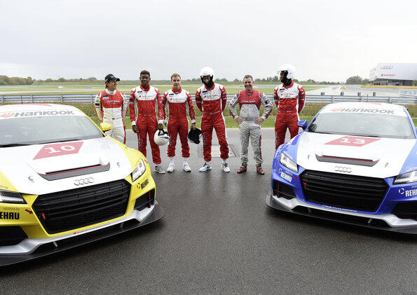 Markus Winkelhock, David Alaba, Mario Götze, Robert Lewandowski, Tom Kristensen und Thomas Müller. Die Bayern-Spieler durften als Beifahrer einige schnelle Runden in den Rennautos drehen.