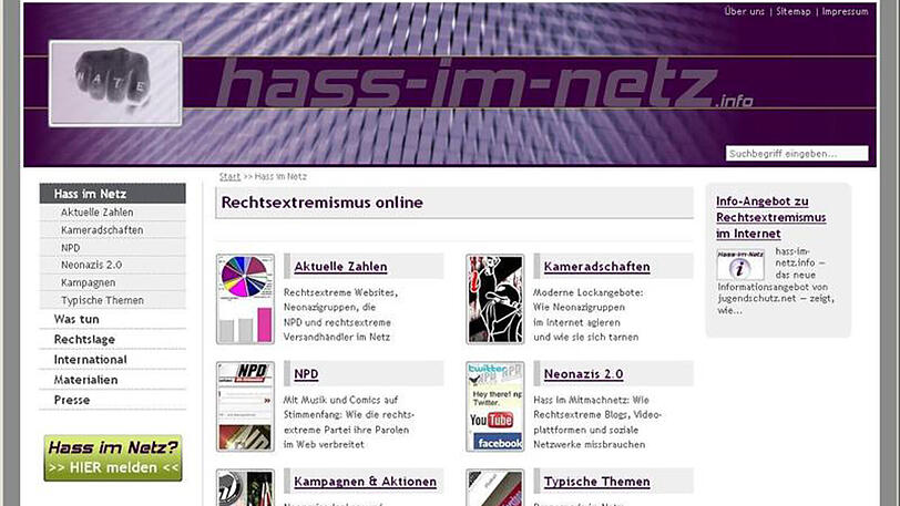 Die Macher von hass-im-netz.info ermöglichen Surfer, Seiten mit rechtsextremen Inhalten zu melden.