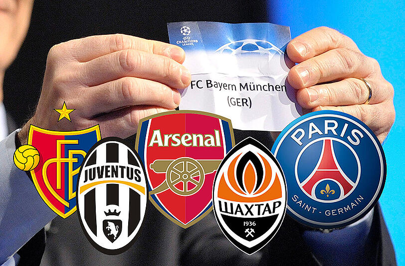Mögliche Bayern Gegner: Basel, Juventus, Arsenal, Donezk und Paris.
