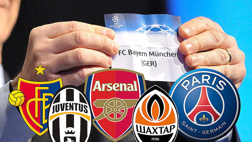 Mögliche Bayern Gegner: Basel, Juventus, Arsenal, Donezk und Paris. Mögliche Bayern Gegner: Basel, Juventus, Arsenal, Donezk und Paris.