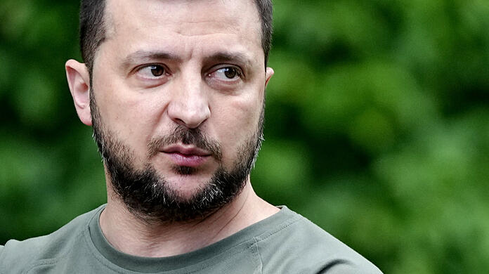Wolodymyr Selenskyj, Präsident der Ukraine, nimmt an einer Pressekonferenz teil.