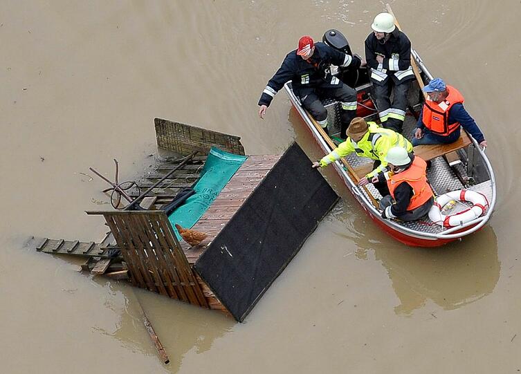 Hochwasser in Schärding, Österreich