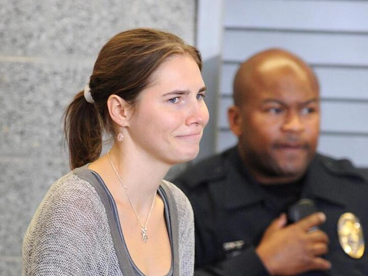 Nach ihrer Freilassung: Amanda Knox am 4.10.2011 auf dem Flughafen in Seattle (USA).