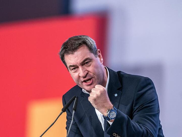 Markus Söder spricht beim CDU-Bundesparteitag. Foto: Kay Nietfeld/dpa
