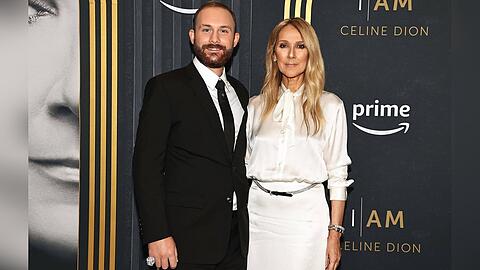 Céline Dion und ihr Sohn bei dem Event in New York City.